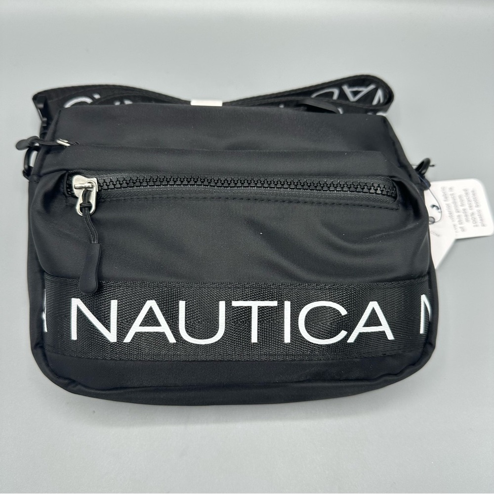 Nautica Crossbody Bean Bag 2 Black Nylon Adjustable Strap Belt Bag